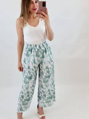 Calça plissada estampada